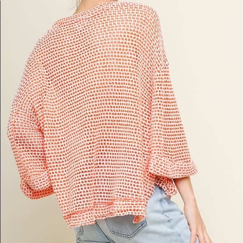 🔥last 1🔥Umgee waffle knit 3/4 sleeve top M - Picture 2 of 7